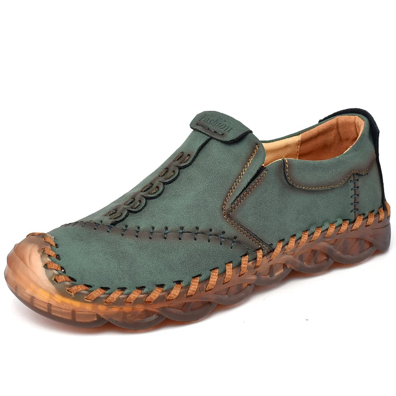 Spring Men's Leather Casual Shoes Loafers Sneakers Handmade Retro Leisure Loafers Hombres