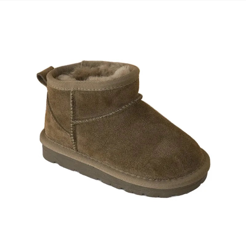 Winter Children Wool Snow Boots Boys Girls Genuine Leather Boots Baby Soft Cow Suede Cotton Shoes Kids Winter