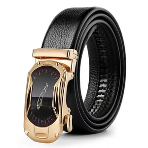 Leather Belt Metal Alloy Automatic Buckle Brand Luxury Designer Waist Belts Men's Jeans - MartLion