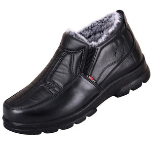 Shoes for Men Winter Cotton Shoes Men's Thickened Leather Waterproof Casual Snow Boots - MartLion