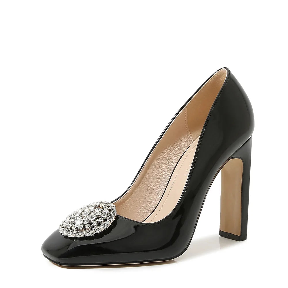 High Heels Women Party Shoes Pumps Rhinestone Black Red Super High Heel 10cm