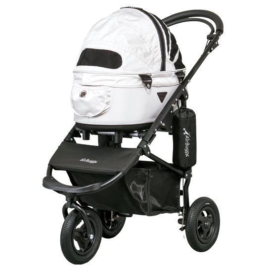 black dog stroller