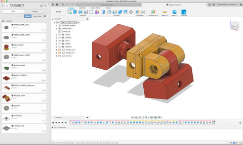 For the design of parts and rotary joints I use Fusion 360, Blender and Cura for Print.