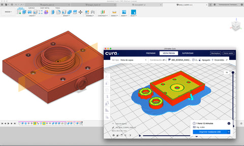 For the design of parts and rotary joints I use Fusion 360, Blender and Cura for Print.