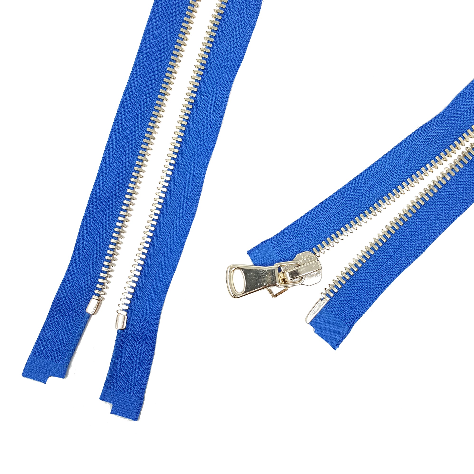 Glossy 5MM or 8MM One-Way Separating Open Bottom Zipper, Blue/Brass ...