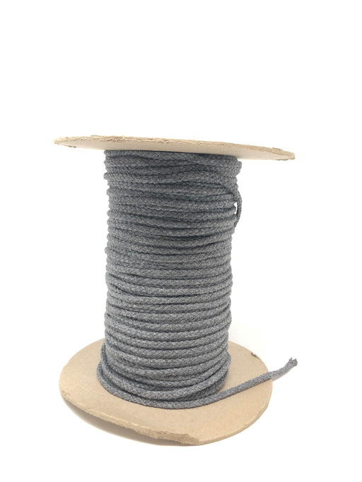Dark Grey Round Cotton Drawstring Cord By Yard 1/4 — ZipUpZipper