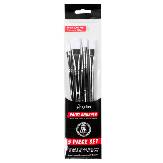 Angelus Leather Paint Kit- Basics Starter Kit Includes 5 Paints, Prep, & 5  Piece Paint Brush Set