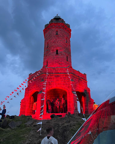 Darwen Tower lit up for the Platinum Jubilee