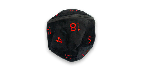 Black & Red D20 Plush Dice Bag