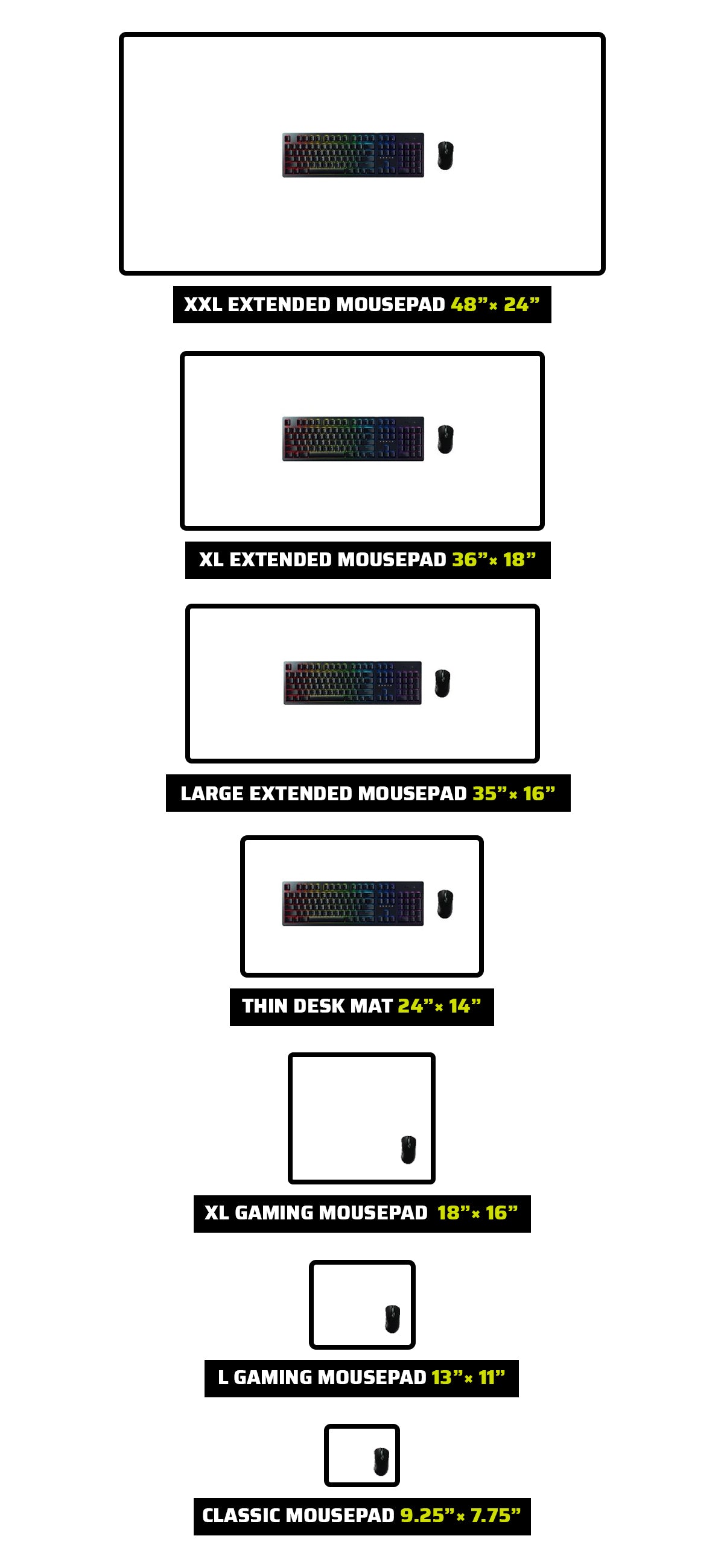 Extended Mousepad Size Guide