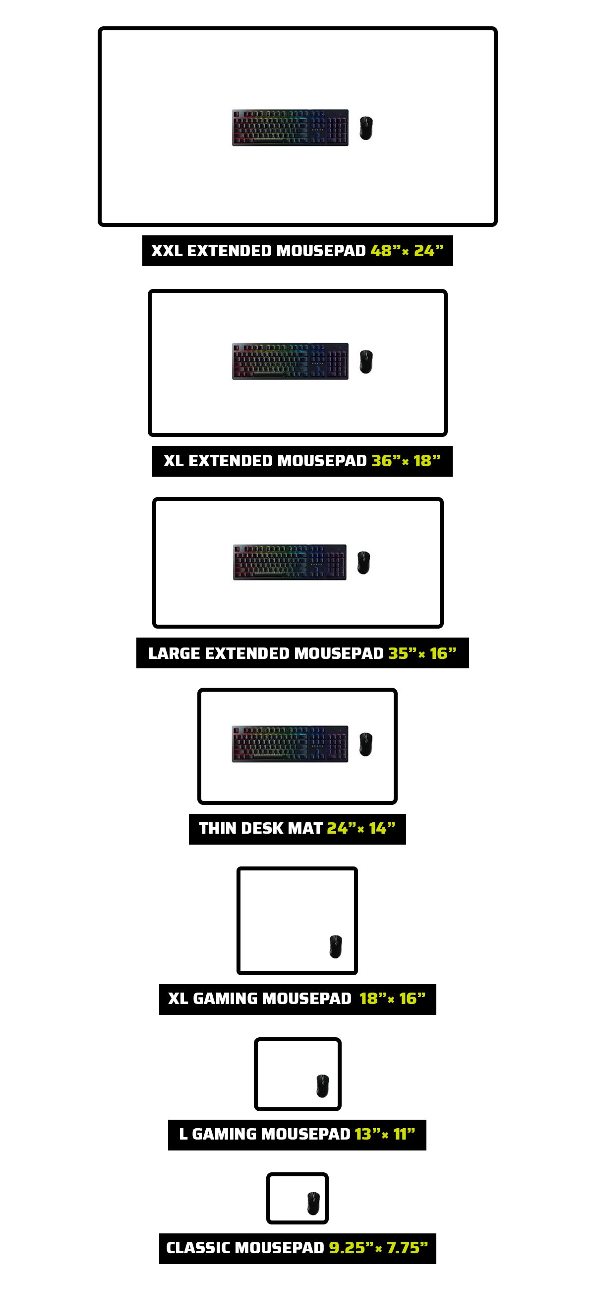 Mousepad Size Guide