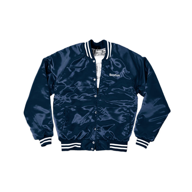 Navy Blue Satin Flight Jacket | Bomber Jacket