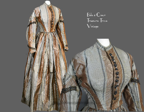 Antique Silk Taffeta Dress ca 1860 - Civil War Era