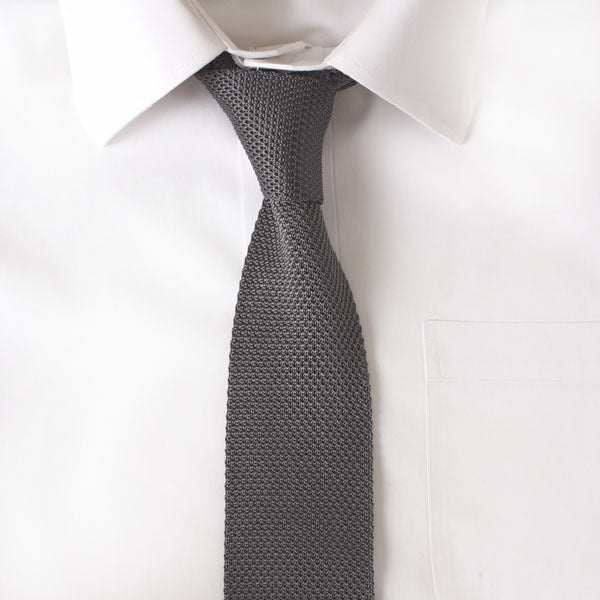 Knit Solid Grey Tie :: Maxton Men