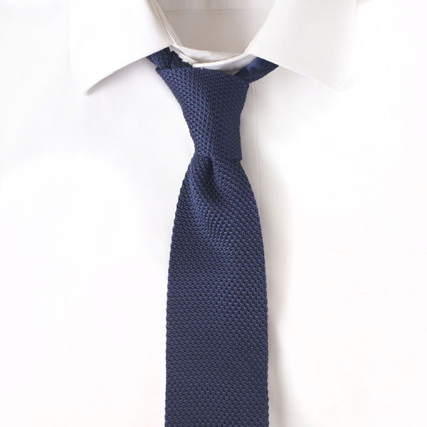 Knit Solid Navy Tie :: Maxton Men