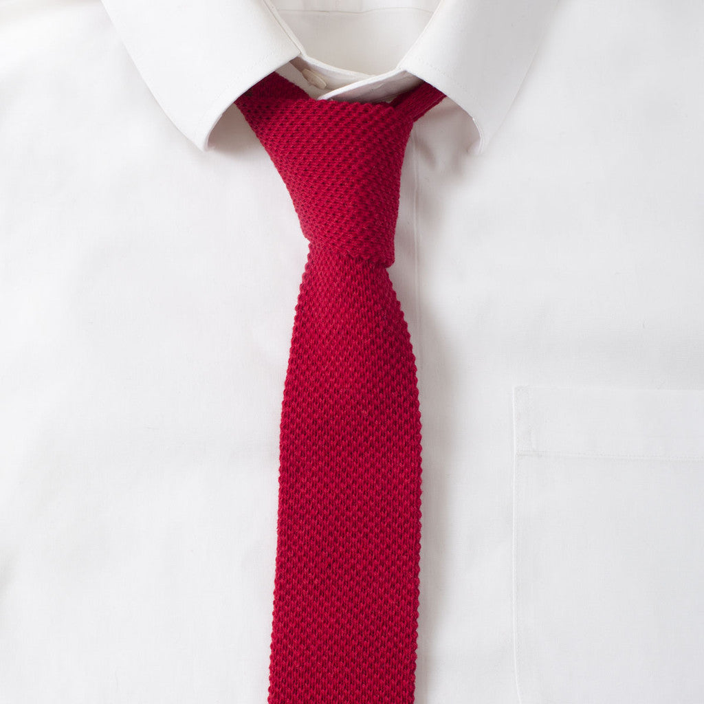 Knit Cotton Fire Red Tie :: Maxton Men