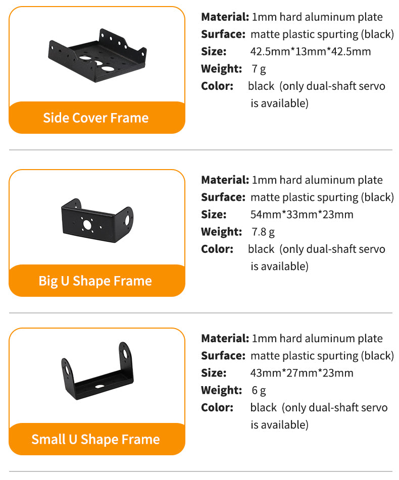 ダブルシャフトサーボ用ブラケット - 小U字（small U shape