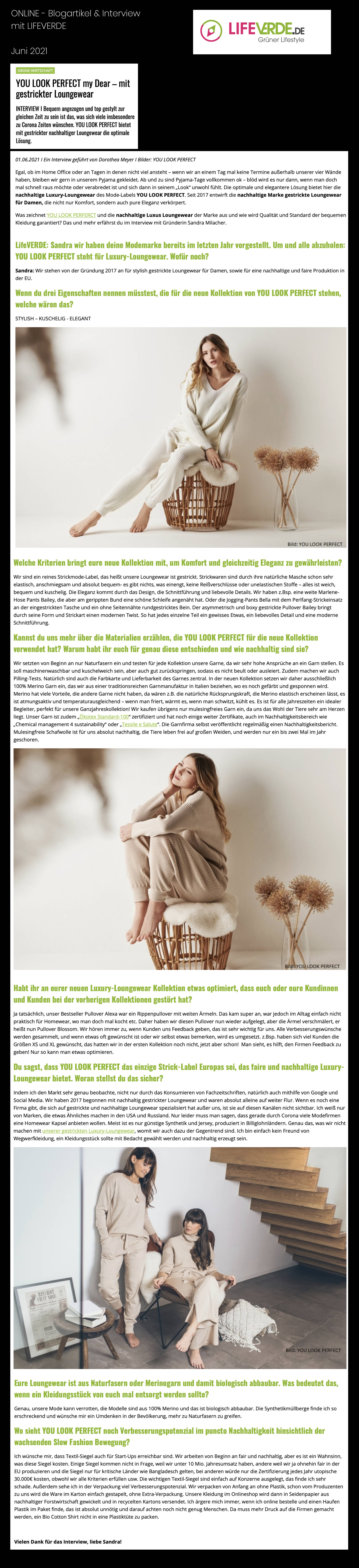 nachhaltige loungewear und homewear Artikel presse