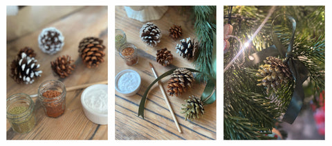 DIY Glittery Pine Cone Decorations