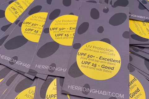Her Riding Habit hangtags UPF UV Protection