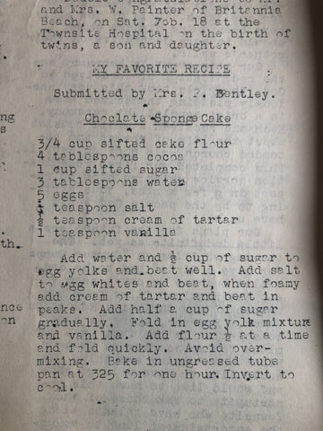 Recipe in Newsletter from BCMM Archives