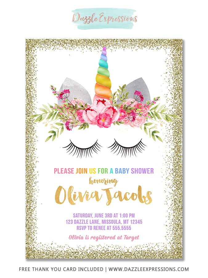 unicorn baby shower invitation wording