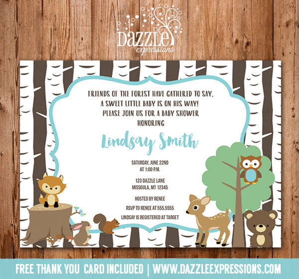 woodland baby shower invitations free