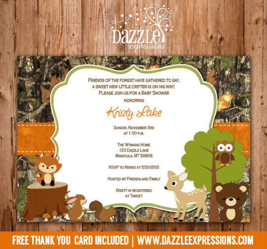 woodland baby shower invitations free