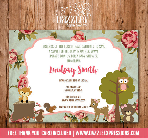 woodland baby shower invitations free