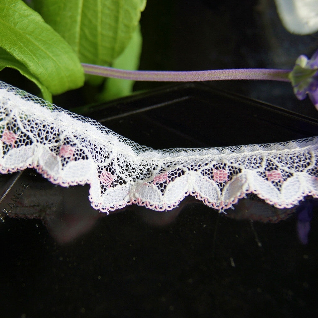 white gathered lace trim