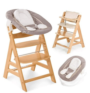 kit complet chaise haute en bois de la marque Hauck