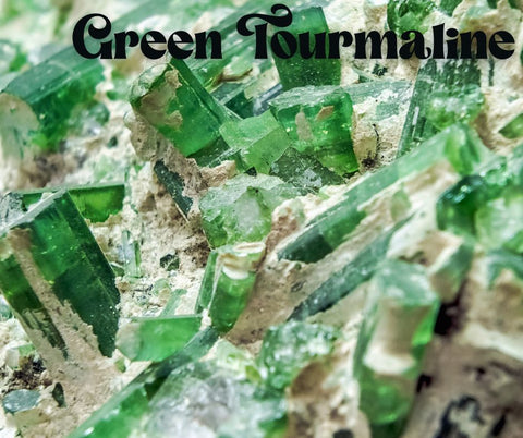 green tourmaline aura crystals