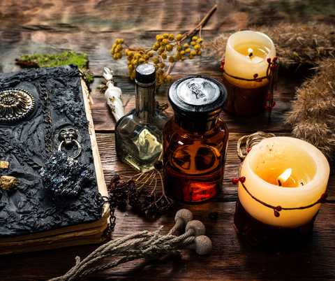 candles and herbs