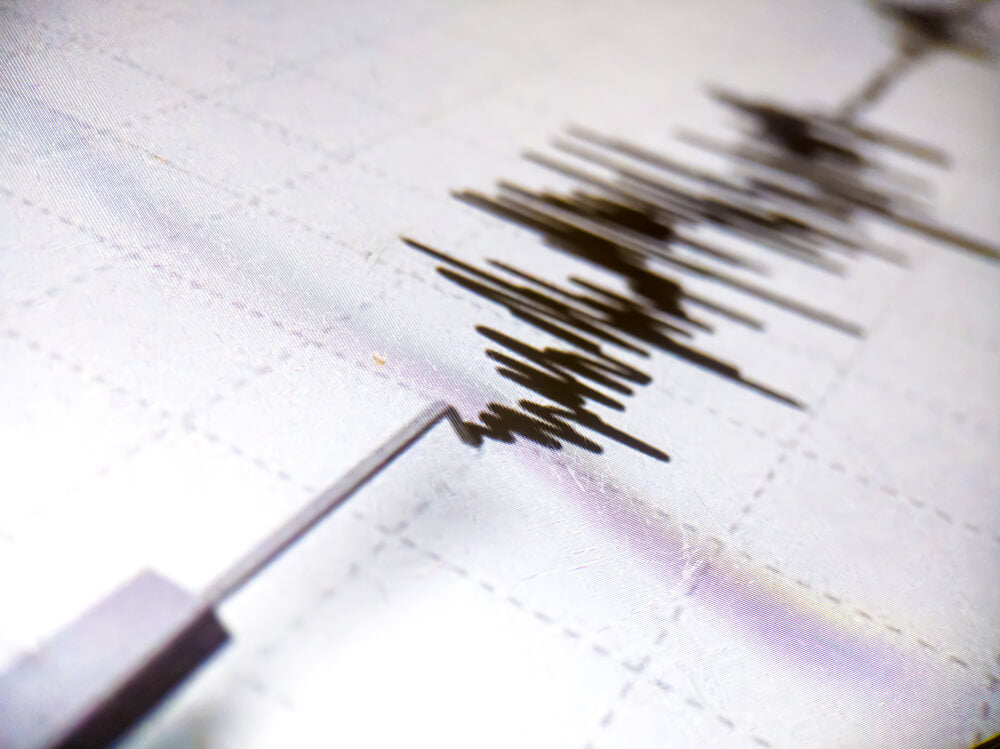 The richter scale measuring the magnitude of an earthquake