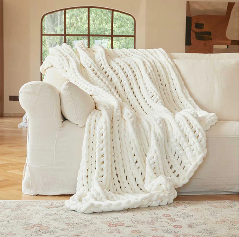 chunky hand knit blanket