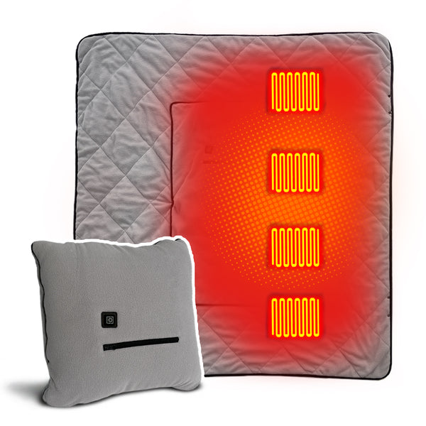 3-in-1 battery heated blanket and pillow