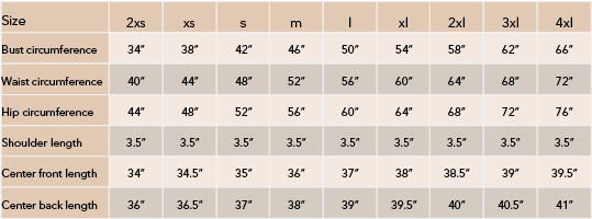 Joey Dress Sizing