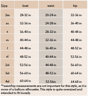 Joey Dress Sizing