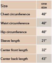 Kimono Top Sizing