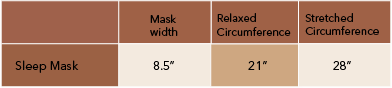 Sleep Mask Size Chart