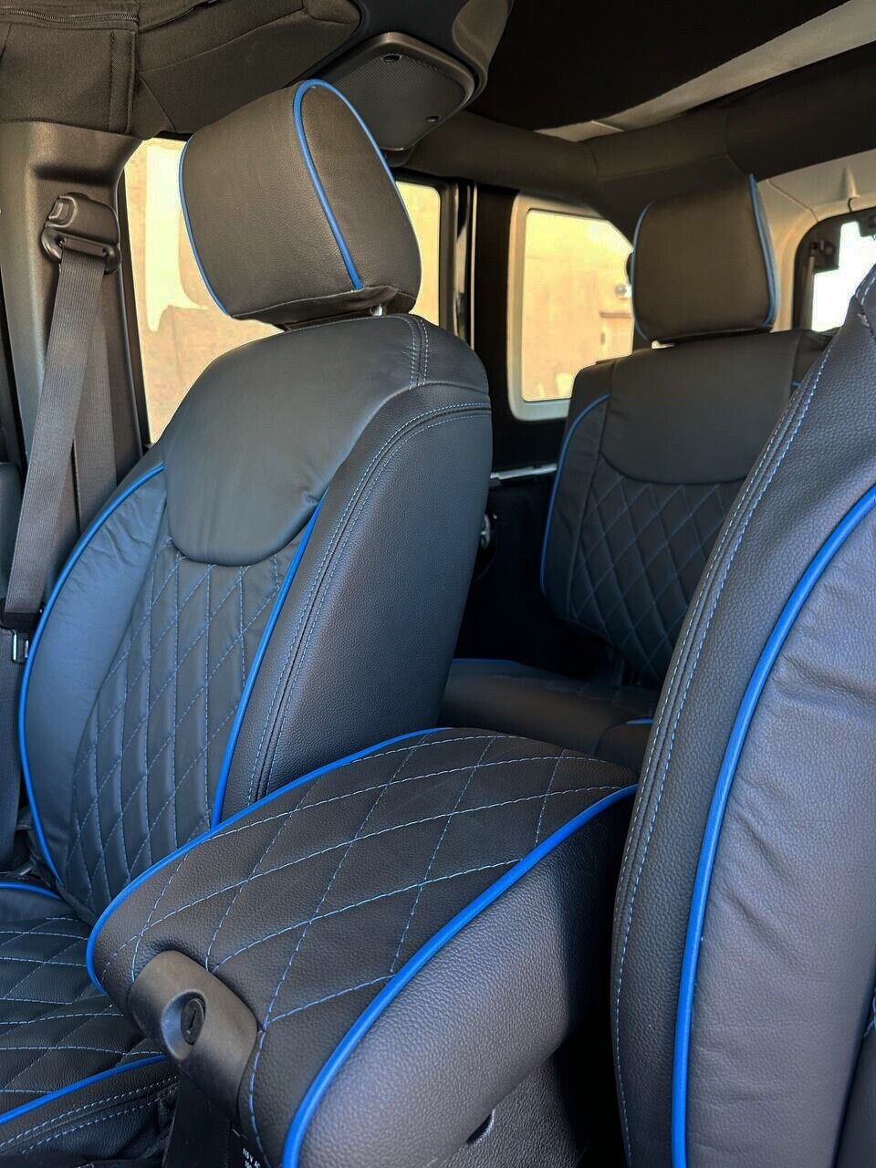 2016-2017 Fits JEEP WRANGLER JK CUSTOM LEATHER SEAT COVERS BLACK & Blu – US  leather car seats