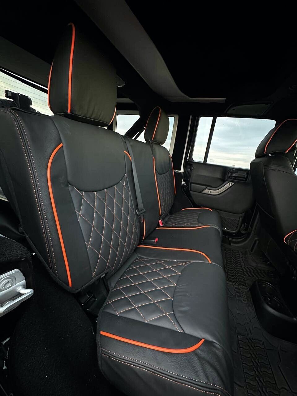 2015 2016 Fits JEEP WRANGLER JK CUSTOM LEATHER SEAT COVERS BLACK& Oran – US  leather car seats