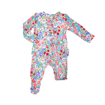 Zippered Ruffle Footie - London Floral