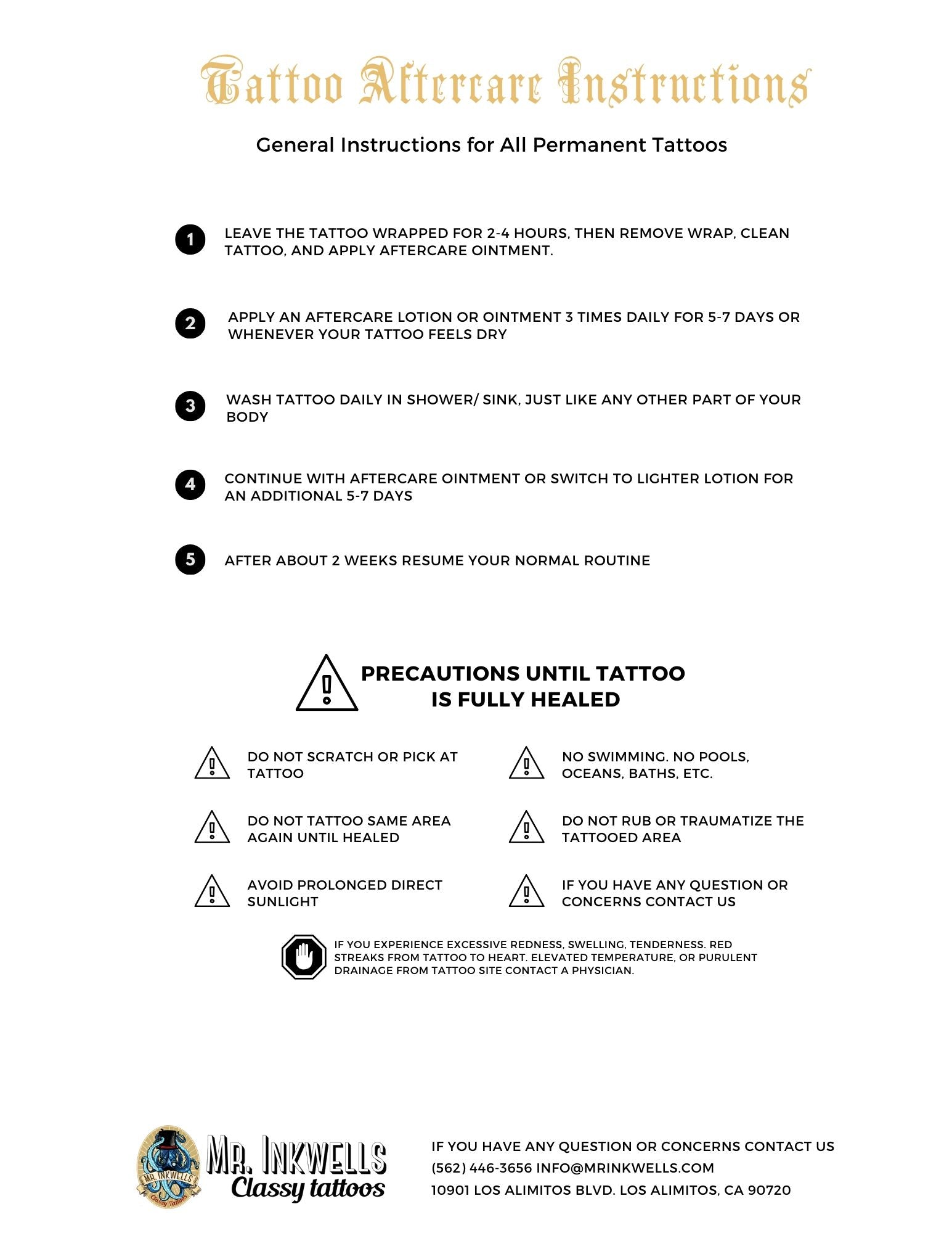 Tattoo Care Instructions Form  Fill Out and Sign Printable PDF Template   signNow