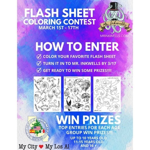 Art Coloring Contest Mr Inkwells Tattoo and Piercing Shop Charity Work