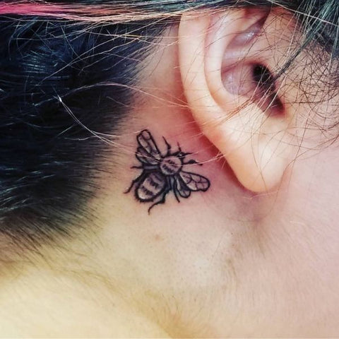 Bee Tattoo Behind The Ear Tattoo