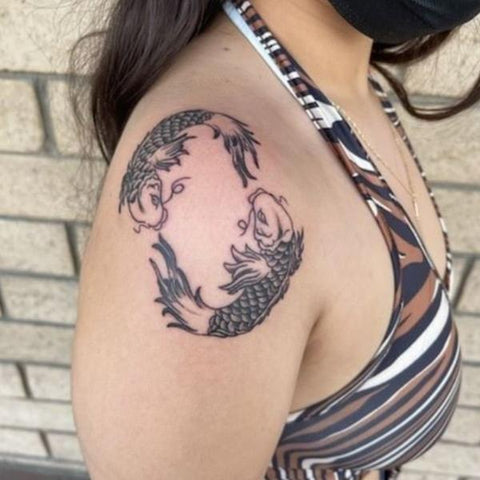 koi fish tattoo back for girls