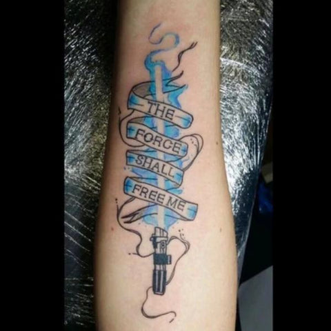 Blue Lightsaber Tattoo The Force Shall Set Me Free Best Star Wars Tattoo Ideas