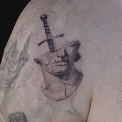 Bust Of David Tattoo Pointillism Tattoo Ideas