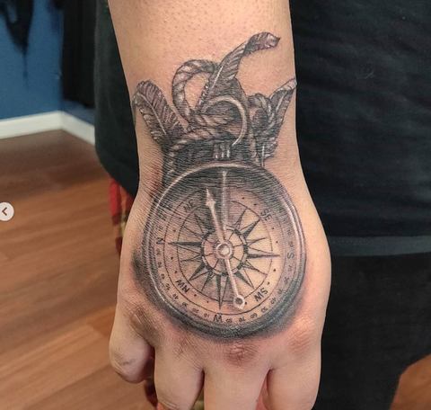 Compass Hand Tattoo
